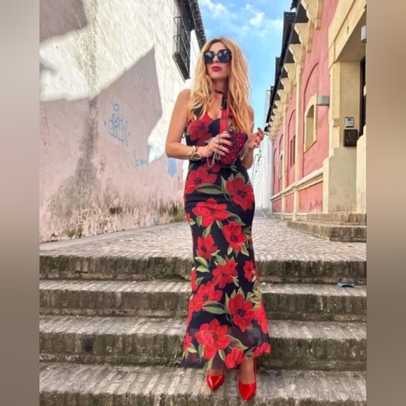 Zara Dresses & Skirts - Zara Floral Print Tulle Scarf Dress